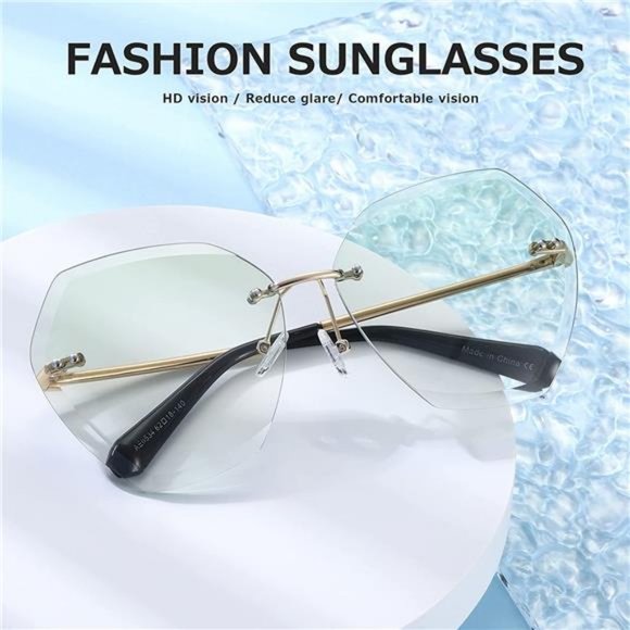 AEVOGUE Sunglasses For Women Oversized Rimless
